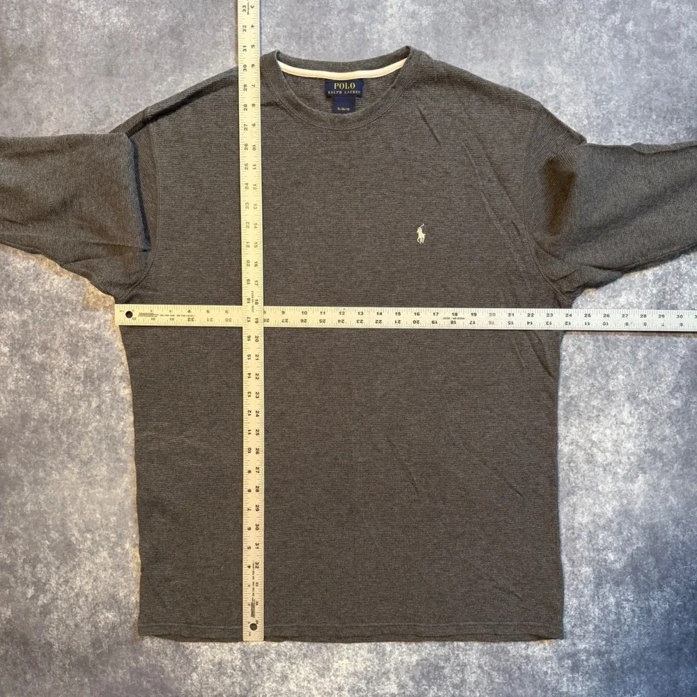 Polo Ralph Lauren Mens XL Gray Waffle Knit Thermal‎ Long Sleeve Crewneck Shirt